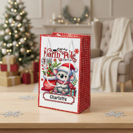 Sacola Para Presentes Pequena Nome de Natal de Coala Personalizado