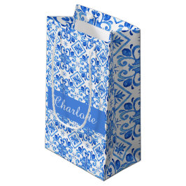 Sacola Para Presentes Pequena nome do padrão Toile Francesa Azul