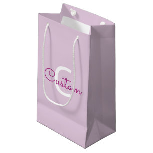 Sacola Para Presentes Pequena Nome do Script & Monograma Magenta e Roxo Claro