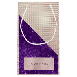 Sacola Para Presentes Pequena Nome Metálico Rosa Dourado Nome Purple Violet Pear