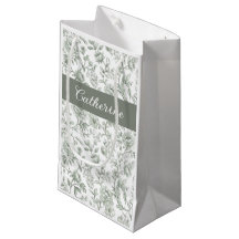 Nome Monograma Toile Vintage Floral Verde Salvia