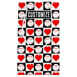 Sacola Para Presentes Pequena Nome ou Texto Personalizado do Jogador de Baseball