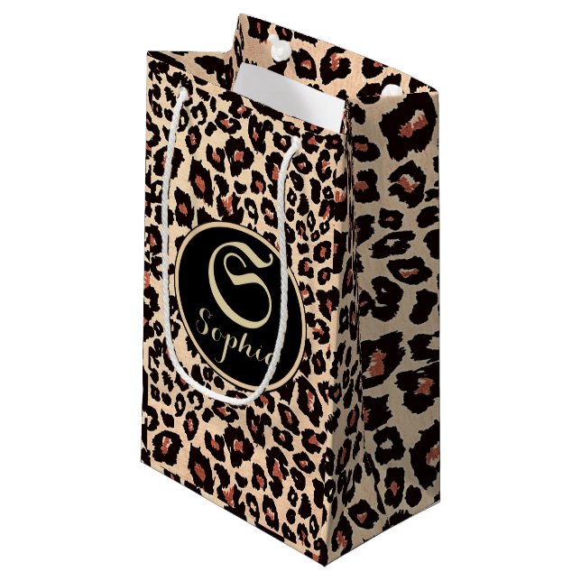 Sacola Para Presentes Pequena Nomes personalizados Leopardo de luxo  (Frente inclinada)