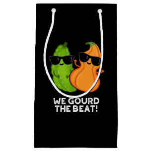 Sacola Para Presentes Pequena Nós Engrenamos O Beat Engraçado Veggie Pun Dark BG