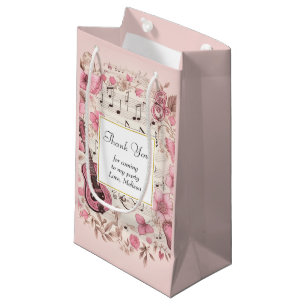 Sacola Para Presentes Pequena Notas de Música e Flores - Festa Retroativa Obriga