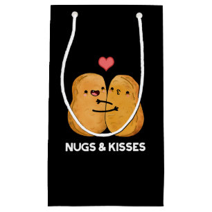 Sacola Para Presentes Pequena Nugs E Beijos Frango Engraçado Nugget Pun Dark BG
