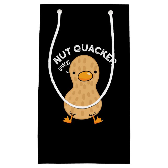 Sacola Para Presentes Pequena Nut Quacker Funny Peanut Puns Dardo BG (Frente)