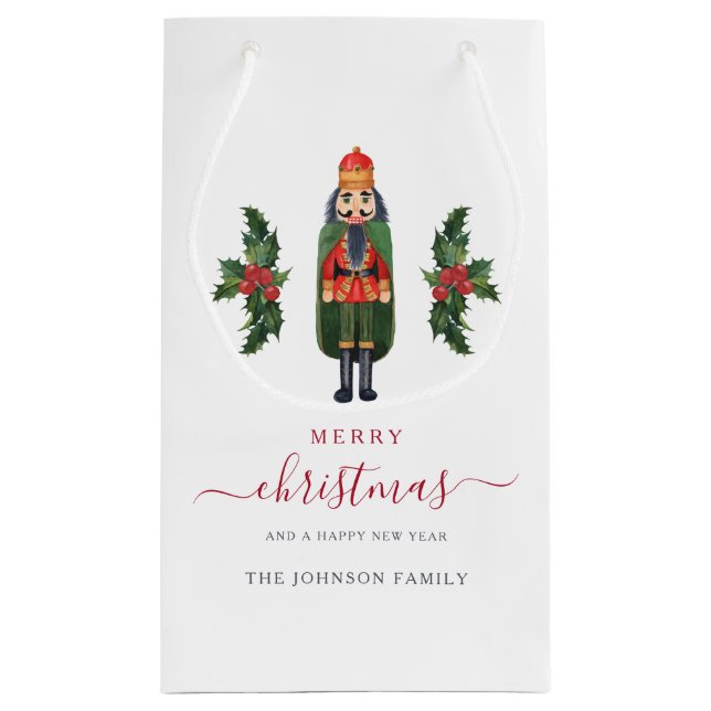 Sacola Para Presentes Pequena Nutcracker Natalino Festivo Fofo (Verso)