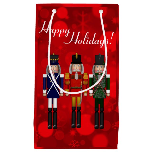 Sacola Para Presentes Pequena Nutcracker Trio-Red Bokeh-GIFT BAG S (Frente)
