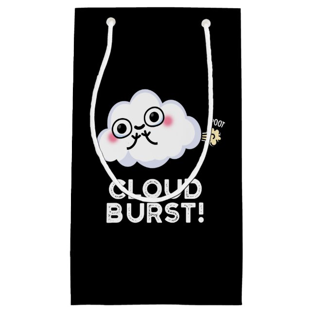Sacola Para Presentes Pequena Nuvem Burst Engraçado Nuvem Fart Pun Dark BG (Frente)