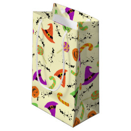 Sacola Para Presentes Pequena O Chapéu das Bruxas do Halloween, doces e abóboras