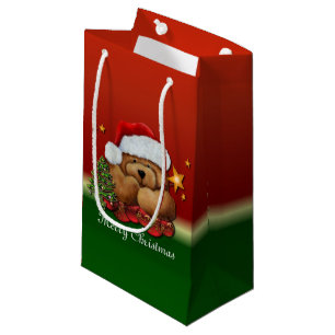 Sacola Para Presentes Pequena O papai noel bonito carrega o saco pequeno do