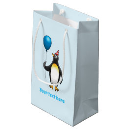 Sacola Para Presentes Pequena O Pinguim com o Balão de Aniversário