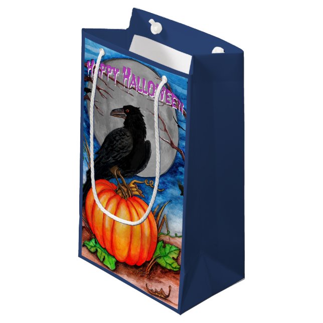 Sacola Para Presentes Pequena O Raven Happy Halloween Gift Bag (Frente inclinada)