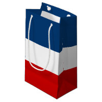 O saco branco e azul vermelho do presente -