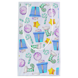 Sacola Para Presentes Pequena O Whimsey Folk Art de Natal