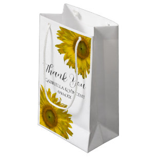 Sacola Para Presentes Pequena Obrigado amarelo dos girassóis você casamento