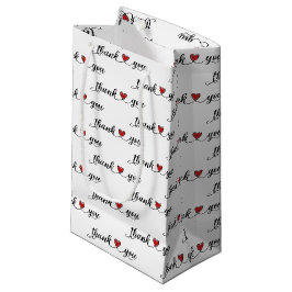 Sacola Para Presentes Pequena Obrigado Corações Vermelhos em Branco