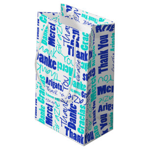Sacola Para Presentes Pequena Obrigado do azul e da turquesa você exprime a
