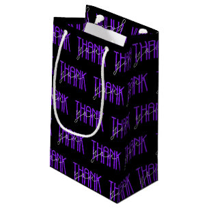 Sacola Para Presentes Pequena obrigado do roxo e do branco você