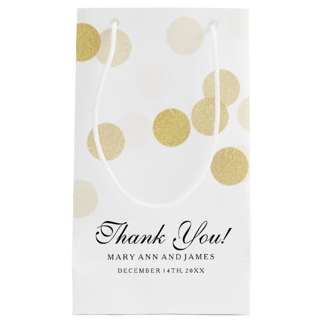 Sacola Para Presentes Pequena Obrigado elegante você luzes Wedding do brilho da (Frente)