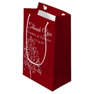 Sacola Para Presentes Pequena Obrigado vermelho do casamento no inverno da
