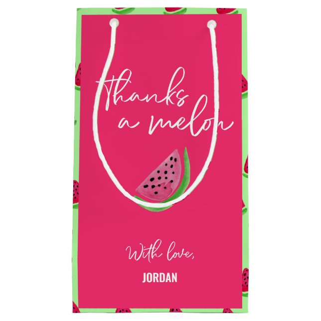 Sacola Para Presentes Pequena Obrigados a primeiro aniversario Melon Watermelon  (Frente)