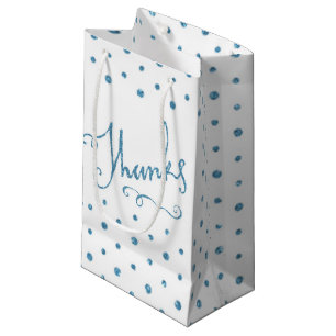 Sacola Para Presentes Pequena Obrigados Blue Sparkle Texto de Serif Obrigado