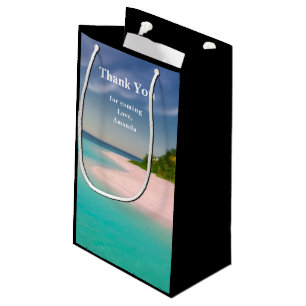 Sacola Para Presentes Pequena Oceano Água-marinha Praia Tropical Cênica Obrigado