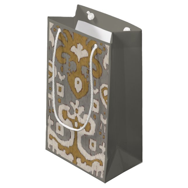 Sacola Para Presentes Pequena Ochre Ikat I (Frente inclinada)