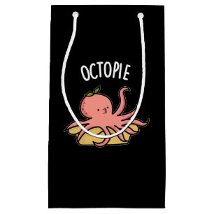 Sacola Para Presentes Pequena Octo-tarte Engraçado Octopus Pie Pun Dark BG