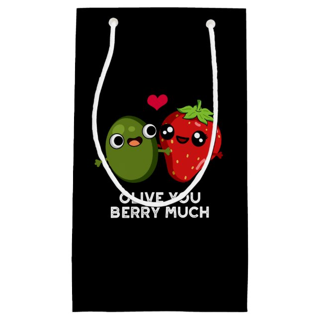 Sacola Para Presentes Pequena Olive Você Berry Fruta Muito Engraçado Pun Dark BG (Frente)