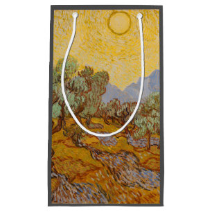 Sacola Para Presentes Pequena Oliveiras de Van Gogh Sol Amarelo Céu