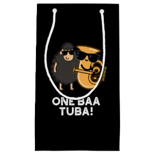 Sacola Para Presentes Pequena One Baa Tuba Funny Music Sheep Pun Dark BG