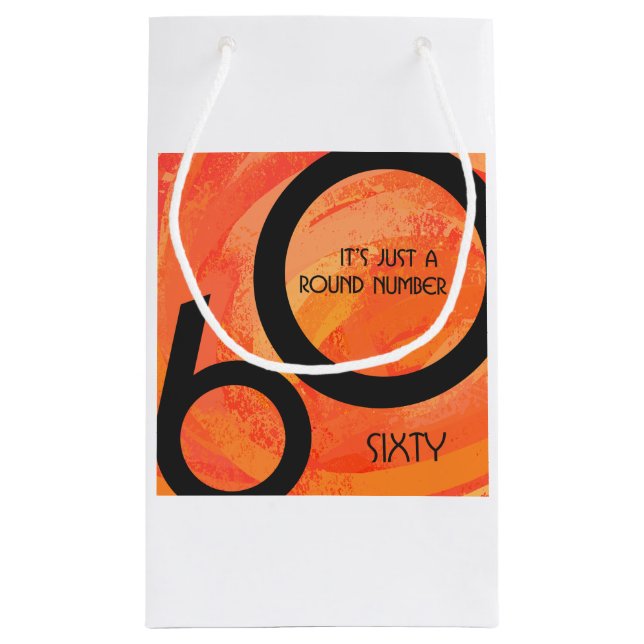 Sacola Para Presentes Pequena Orange 60 Decade Birthday (Verso)
