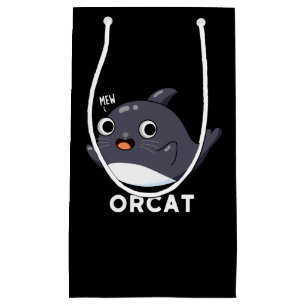 Sacola Para Presentes Pequena Orcat Funny Orca Pun Dark BG