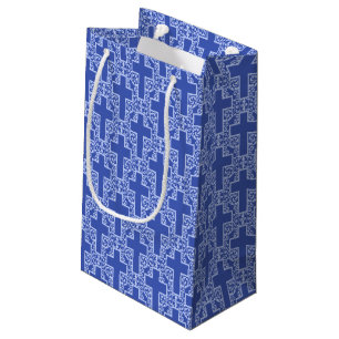 Sacola Para Presentes Pequena Ornamentado Cross-4-Blue-GIFT BAG s