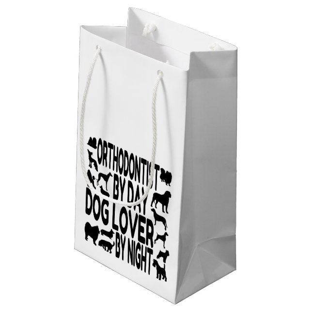 Sacola Para Presentes Pequena Ortodontista Cão (Verso inclinado)