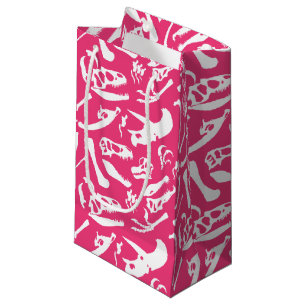 Sacola Para Presentes Pequena Ossos de dinossauro (rosa)