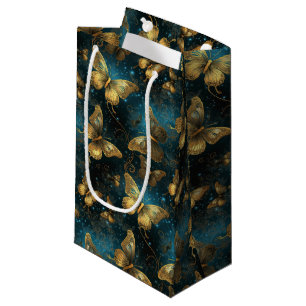 Sacola Para Presentes Pequena Ouro Borboletas Presente Saco