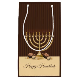 Sacola Para Presentes Pequena Ouro Menorah Hanukkah