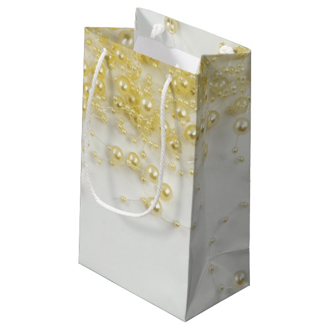 Sacola Para Presentes Pequena Ouro Pearls Gift Bag (Verso inclinado)