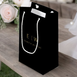 Sacola Para Presentes Pequena Ouro Preto Minimalista Moderno Nome Monograma