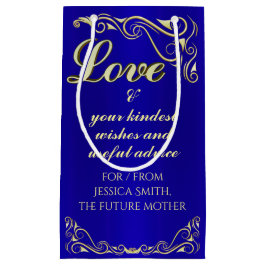 Sacola Para Presentes Pequena Ouro Regal Elegante e Chá de fraldas Azul Real