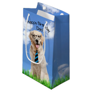 Sacola Para Presentes Pequena Ouro Retriever Para O Aniversário Do Pai