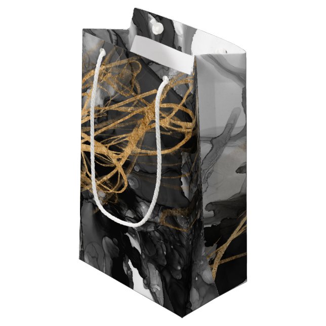 Sacola Para Presentes Pequena Ouro Vortex I (Frente inclinada)