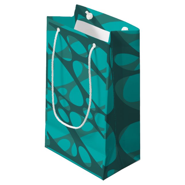 Sacola Para Presentes Pequena Ovalas em camadas de teal (Frente inclinada)