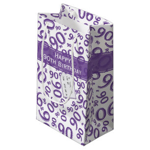 Sacola Para Presentes Pequena Padrão 90 aleatório de número aleatório feliz Roxo