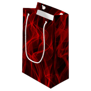 Sacola Para Presentes Pequena Padrão Abstrato Moderno de Linha Curva Neon Vermel