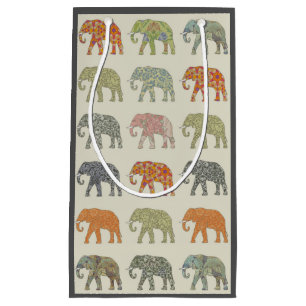 Sacola Para Presentes Pequena Padrão Animal Colorido de Elefante Contemporâneo